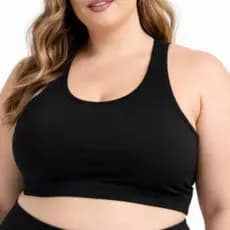 Top Fitness Plus Size Feminino Nadador Suplex Sem Bojo Alta Sustentação Academia Preto