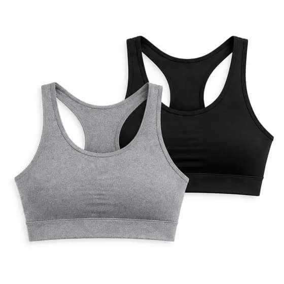 Kit Top Fitness Suplex Preto Cinza Academia Crossfit Yoga Fitness Zero Transparência Alta Sustentação Conforto Premium