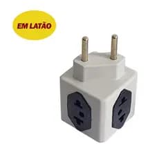 Adaptador em Cubo Tomada 10a em Latão 4 tomadas