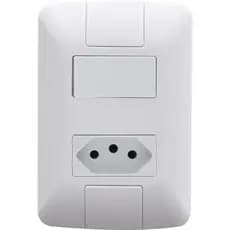 Conjunto 4x2 com 1 Interruptor Simples 6 A 250 V e 1 Tomada 2P+T 10 A 250 V Tramontina Aria Branco 57241/064