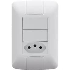 Conjunto 4x2 com 2 Interruptores Simples 6 A 250 V e 1 Tomada 2P+T 10 A 250 V Tramontina Aria Branco  57241/073