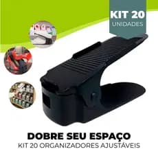 Kit 20 Organizador de Sapatos Tênis Com Regulagem De Altura Preto