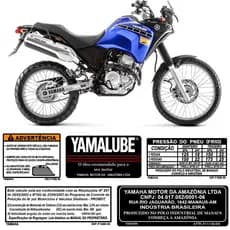 Kit 5 Adesivos Autocolante Etiqueta Tenere Moto Yamalube Advertencia Tanque Pressão dos Pneu