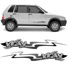 Kit 2 Adesivo Autocolante Uno Way 2013 2014 13 14 Cinza Porta Lateral Colante Sticker