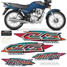 Kit Adesivo Autocolante Tanque Moto Cg Titan 125 1999 99 Azul Perolizado