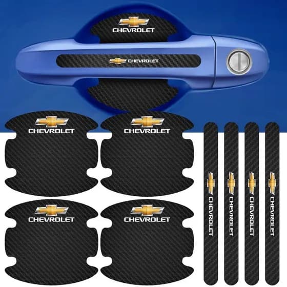 Kit 8 Peças Adesivo Autocolante Protetor Maçaneta Compatível Chevrolet Carro Anti Arranhões