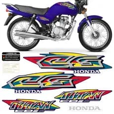 Kit Adesivo Autocolante Tanque Moto Cg Titan 125 1999 99 Faixa + Etiquetas Advertência