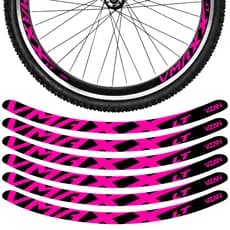 Kit 12 Adesivos Vmaxx Roda Bike Vzan Lt Vbrake Bicicleta Ciclismo Aro 24 26 29 Preto e Rosa