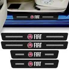 Kit 4 Adesivo Soleira Porta Compatível Fiat Proteção Fibra Carbono Vinil Transparente Anti Arranhões