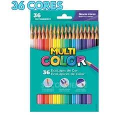 Lápis De Cor 36 Cores Multicolor Material Escolar volta as aulas desenho pintura papelaria