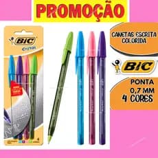 Caneta Ponta Ultra Fina 0.7mm Bic Cristal Fashion C/ 4 Cores Cor do exterior Fumê