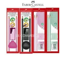 Lápis Preto Nº2 Triangular Faber Castell Grip 2001 Rosa com 2 Lápis + Apontador + Borracha