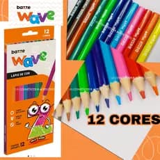 Lápis de Cor 12 /24 Cores Sextavado Wave Bazze CAIXA LARANJA TRIS
