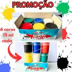 Tinta Guache C/ 6 Cores De 15ml Cada Pote- Tempera Guache