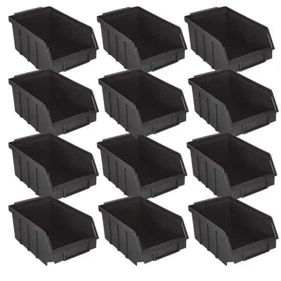 Kit Com 20 Gaveteiros de Plástico Organizador Bin Nº 3 - Preto