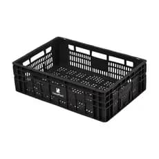 Caixa Plástica Reforçada 33L Preto Durável Empilhável Organizadora Feira Hortifruti - Kit 1 à 3