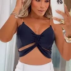 Cropped Com Alcinha De Corrente Em Suplex Com Bojo