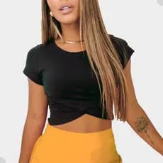Cropped T Shirt Blusinha Transpassada