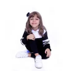Conjunto infantil Malha Crepe com listra