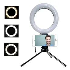 Ring Light 6 Polegadas Portátil Iluminação LED Para Maquiagem Vídeos Lives Fácil + Suporte Celular