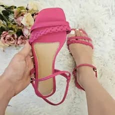 Sandália Rasteirinha 2 Tiras Branca Rosa Verde Moda Verão Rasteira