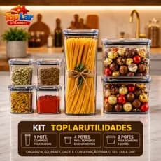 Kit TOPLarUtilidades pote hermético que  contem: 1 pote de 2,3L ; 2 potes de 1,1L e 4 potes de 200ML