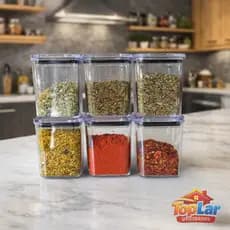 Pote Hermético 200ml kit com 2 - 4 ou 6 potes para Temperos Condimentos Acrílico Transparente