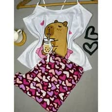 BabyDoll Pijama Blusa Cós Suede Confortavél Dormir Femnino Adulto