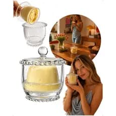 Manteigueira De Vidro Francesa Com Tampa Pearl Bolinha Wolff Transparente