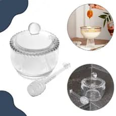 Meleira de Vidro Cristal Com Tampa e Colher Personalizada Wolff 200ml Pote de Mel Pearl