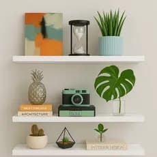 Kit 4 Prateleiras decorativas Retas 30x10 Branca para Organizar e Decorar