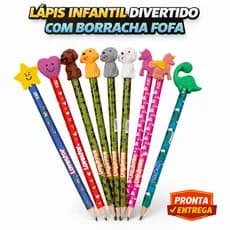 Lápis HB com Borracha Divertida Infantil Dinossauro Unicórnio Cachorrinho LoveStar Presente Criança