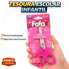 Tesoura Escolar Infantil Fofa Borboleta 13cm Ponta Arredondada Segura Colorida Criança