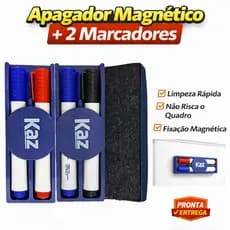 Apagador Magnético Para Quadro Branco Com 2 Marcadores Limpeza Fácil