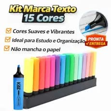 Marca Texto 15 Cores Pastel Neon Caneta Marca Texto Colorido Escolar Escritório