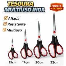 Tesoura Multiuso Inox Profissional Afiada Resistente 15cm 17cm 18cm 20cm