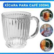 Xícara Chá Café Capuccino Chocolate Quente Cor Transparente 200Ml Vidro - ENTREGA RÁPIDA