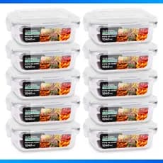 Potes Herméticos 1040ml Vidro Retangular Marmita Premium com Tampa