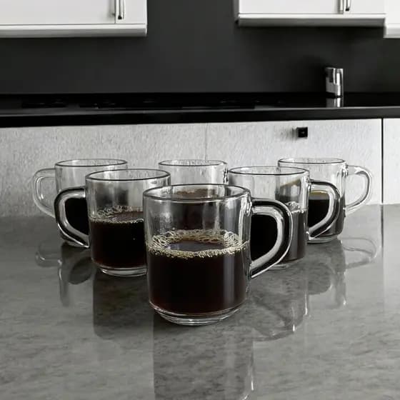Jogo De 6 Xícaras De Vidro Premium 250ml Café Chá Clear/Messina Resistente