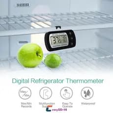 Termômetro Eletrônico Digital Para Geladeira E Freezer Função De Registro Máx./mín. Com Gancho Termômetro