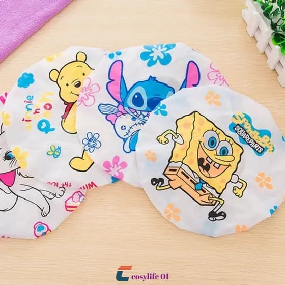 Touca De Banho Com Ponto De Ursinho Pooh, Chapéu De Banho à Prova D'água Hellokitty Com Desenho Fofo, Kawai,