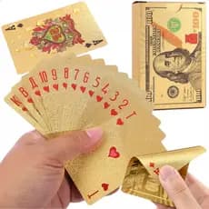 2 Baralho Dolar Dourado Ouro Folheado A Prova D'agua Poker 52 Cartas