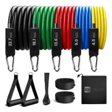 Kit Tubing Elástico 11 Itens Extensor Funcional Pilates Fisioterapia Academia Ginastica Musculação