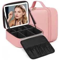 Maleta Maquiagem com Espelho e Luz Led USB com Cabo Makeup Profissional