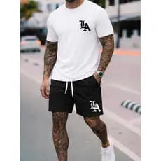 Kit Camisa Lisa Algodão Short Tac Tel L.A Minimalista Casual Academia Treino Premium