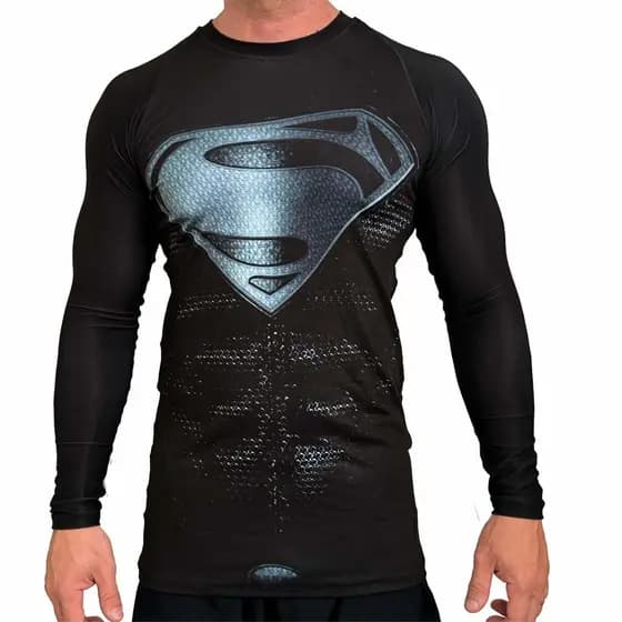 Rash Guard Masculina Camisa Jiu Jitsu No-Gi Superman Manga Longa