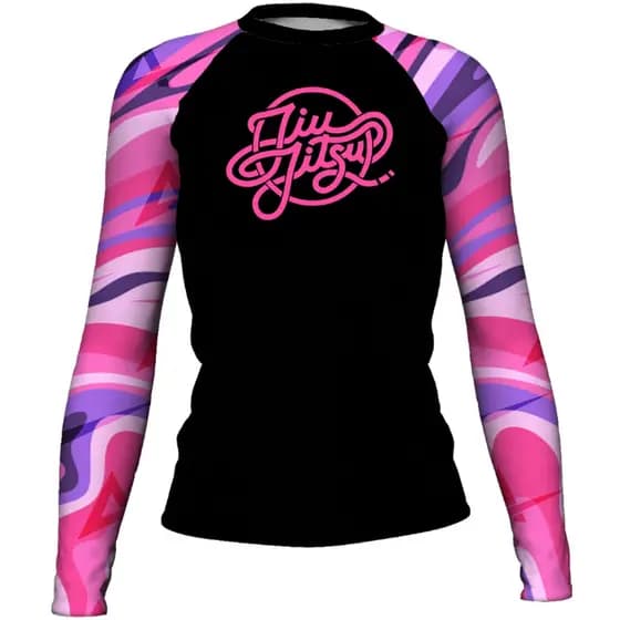 Rash Guard Feminina Camisa Jiu Jitsu No-Gi Jiu Jitsu Colors Pink Manga Longa