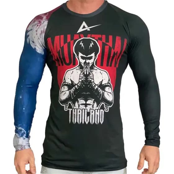 Rash Guard Masculina Camisa Jiu Jitsu No-Gi Muay Thai Thailano Manga Longa