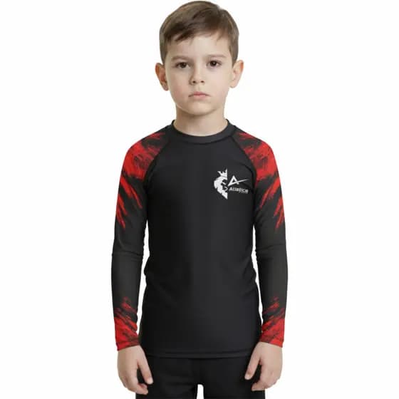 Rash Guard Infantil Camisa Jiu Jitsu No-Gi Masculino Leão Coroado Manga Longa