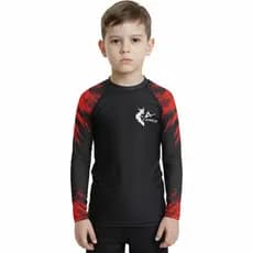 Rash Guard Infantil Camisa Jiu Jitsu No-Gi Masculino Leão Coroado Manga Longa